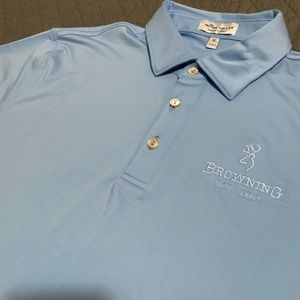 Browning Logo Peter Millar Stretch Fit Men'S Short Sleeve Golf Polo Size Medium